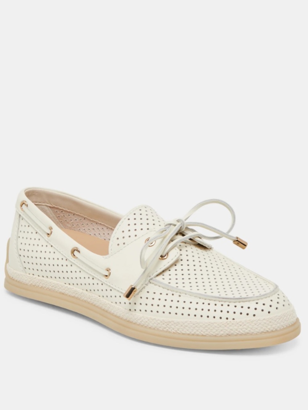 Dolce Vita Doris Perf Off White Leather Boat Shoes Loafers Flats New!